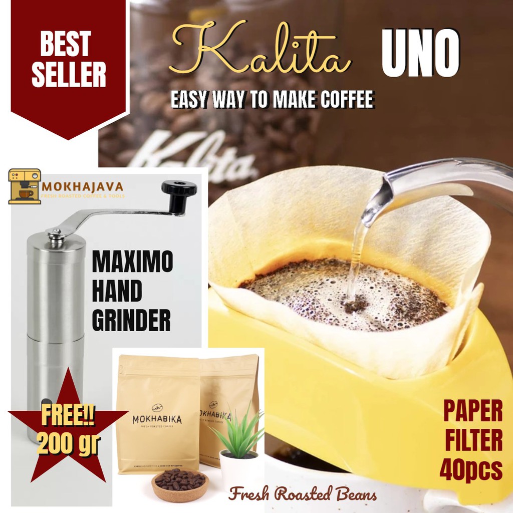 MAXIMO GRINDER + KALITA UNO FREE COFFEE Blend 200 gr กระดาษ 40 ชิ้น