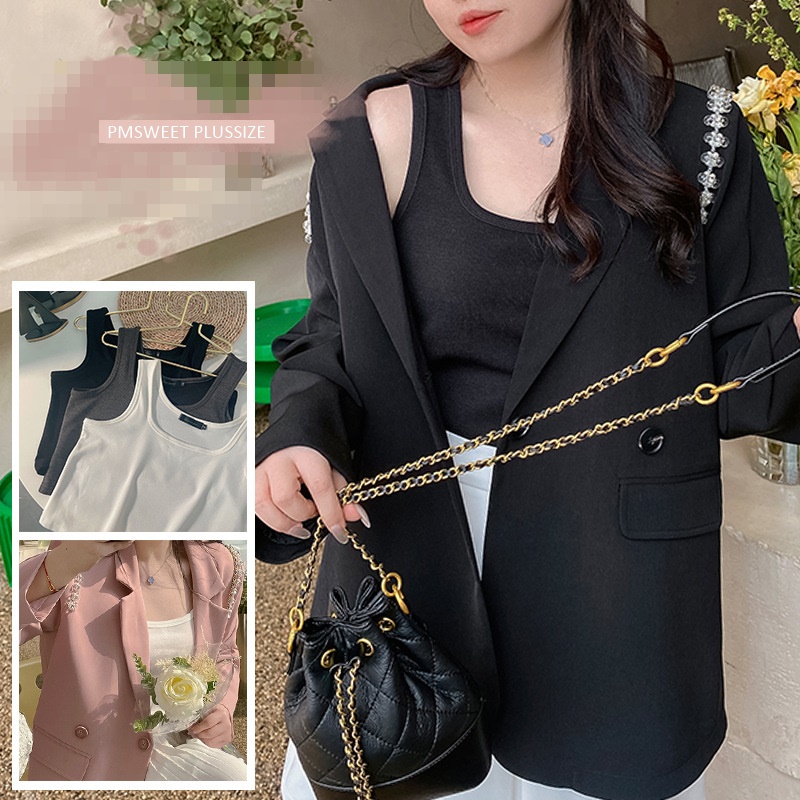 [ 🔥อกถึง 52" ] : PMP2043 : พรีออเดอร์ เสื้อผ้าไซส์ใหญ่ คนอ้วน สาวอวบ เสื้อกล้ามตัวสั้น  เสื้อกล้ามครอป