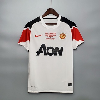 เสื้อกีฬาแขนสั้น ลายทีมชาติฟุตบอล MU Away 10-11 ชุดเยือน สไตล์เรโทร