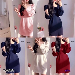 GN9683 **รบกวนสอบถามก่อนสั่งซื้อจ้า**  Dress ชุดเดรสคอเหลี่ยม แขนตุ๊กตา