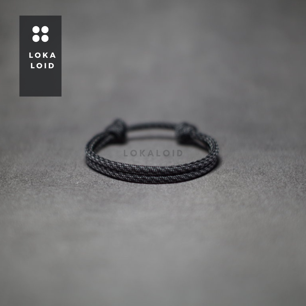 สร้อยข้อมือพรีเมี่ยม Paracord Strap 550Lbs Unisex ผู้ชายผู้หญิง Casual Grey Strip สร้อยข้อมือพรีเมี่ยม Simple Knot by Lokaloid