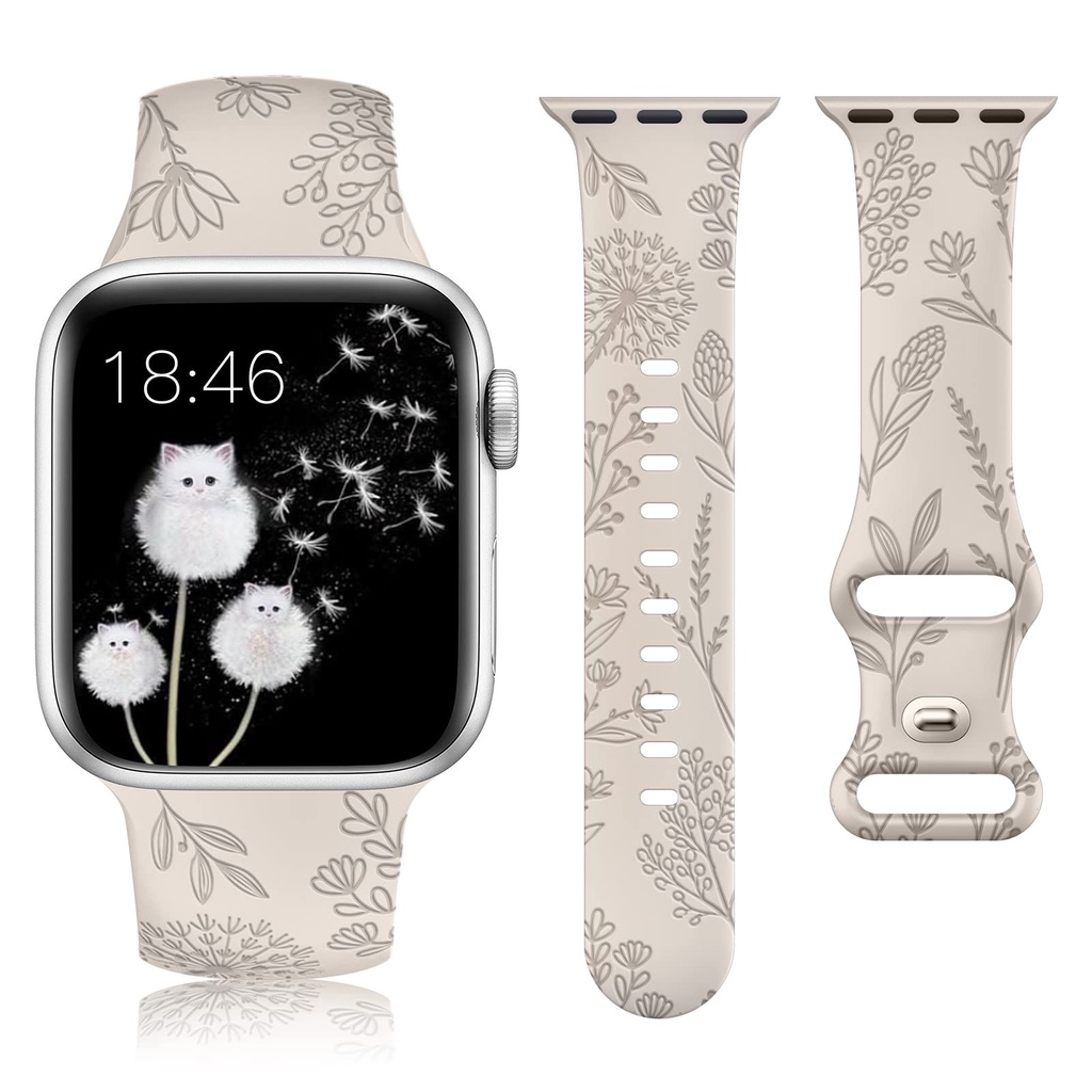 สายนาฬิกาข้อมือ ซิลิโคนนิ่ม ลายดอกไม้แดนดิไลออนน่ารัก เหมาะกับฤดูร้อน สําหรับ Apple Watch Bands 38 มม. 40 มม. 41 มม. iWatch Series SE 7