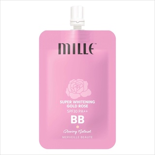 [ แบบซอง ] มิลเล่ ซุปเปอร์ ไวท์เทนนิ่ง โกลด์ โรส บีบี ครีม MILLE SUPER WHITENING GOLD ROSE BB CREAM SPF30 PA++ ขนาด 6g.