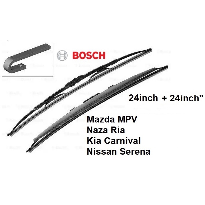 24/24 ใบปัดน้ําฝน Naza Ria Kia Carnival Mazda MPV Nissan Serena Bosch สปอยเลอร์ Plus 24+24 24 นิ้ว