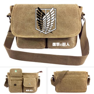 Attack on Titan การ์ตูนผ้าใบกระเป๋า messenger ถุงกลางแจ้งสบาย ๆ