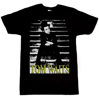 เสื้อสีขาว เสื้อยืดแขนสั้นลําลอง คอกลม ผ้าฝ้าย พิมพ์ลาย Tom Waits Stairs สไตล์เกาหลี สําหรับผู้ชาย