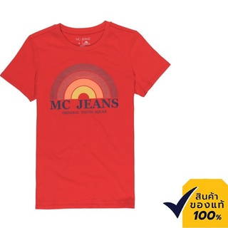 เสื้อขาว Mc Jeans เสื้อยืดแขนสั้นผู้หญิง เสื้อยืด สีแดง ผ้านุ่ม ใส่สบาย ไม่ระคายเคืองผิว MTTZ24760