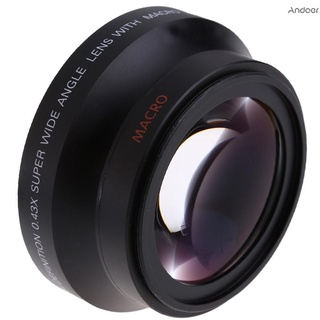 Andoer เลนส์มุมกว้างดิจิตอล 67 มม. 0.43 × Super Wide Angle Lens พร้อมมาโครญี่ปุ่นสําหรับ Canon Rebel T5I T4I T3I 18-135 มม. 17-85 มม. และ Nikon 18-105 70-300 โวลต์