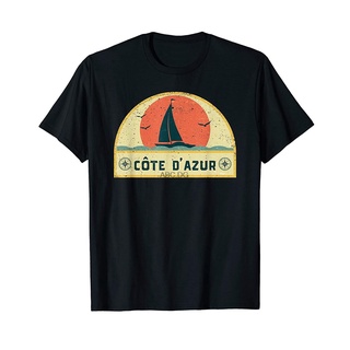 เสื้อยืดผ้าฝ้ายพิมพ์ลายคลาสสิก เสื้อยืด พิมพ์ลาย Cote D Azur France สไตล์วินเทจ