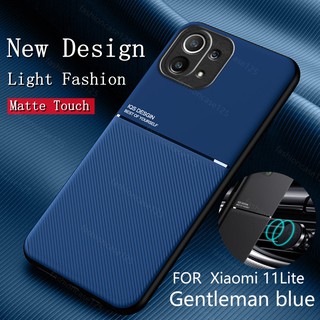 เคสโทรศัพท์กันกระแทกซิลิโคนXiaomi Mi 11 Lite 11Lite 5G Case Leather Texture Car Magnetic Holder Phone Covers Matte Phone Case Fashion Hard Soft Anti Shock Shockproof Casing TPU New Leather Magnetic Cover