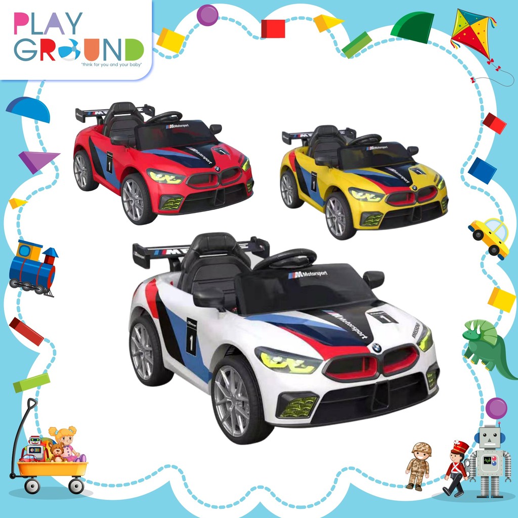 Playground รถแบตเตอรี่เด็ก รถแบตเด็ก โมเดล BMW M6GT3 รถแบตเด็กทรงรถแข่งสุดเท่ห์ รถเด็กเล่น ของเล่นเด็ก