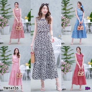 PP14135 Set 3 ชิ้น เสื้อแขนกุดลายหัวใจ + กระโปรง + โบว์ผูกผม