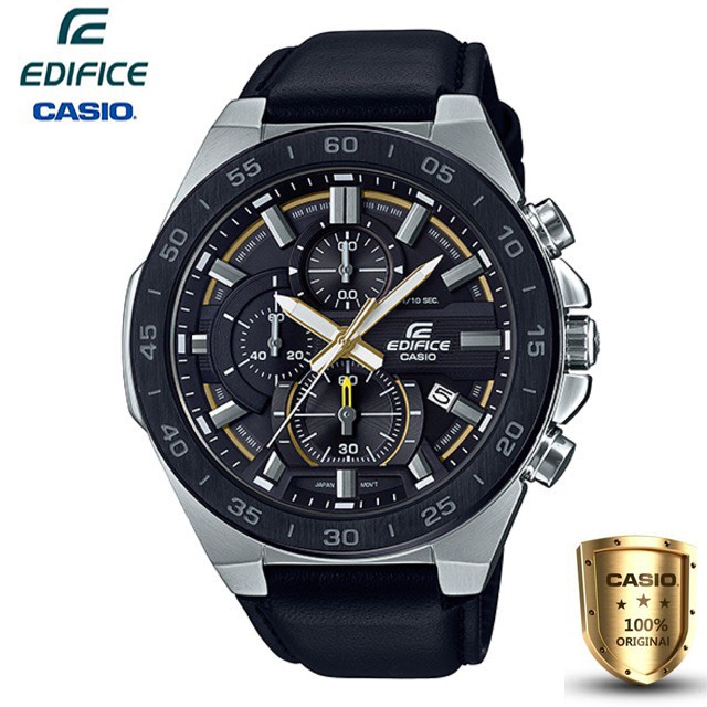 ao Casio Edifice นาฬิกาข้อมือผู้ชาย สายหนังแท้ รุ่น EFR-564BL-1AV -สีดำ สีน้ำตาล（ของแท้100% )