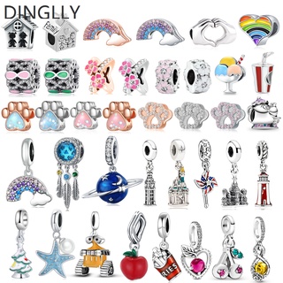 Dinglly จี้ตาข่ายดักฝัน รูปหัวใจ สีรุ้ง ดอกไม้ ไอศกรีม ดาว ป…