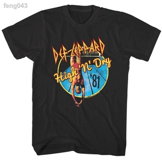 ▼☸❣Def Leppard เสื้อ High N Dry 1981 ปกอัลบั้ม TShirt Rock Band ทัวร์เพลงแขนสั้นผู้ชาย T เสื้อสบายๆหลวมแฟชั่นพิมพ์ versi