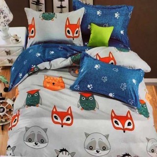 Sweet Kip Bedding ผ้าปูที่นอนขนาด 3.5ฟุต, 5ฟุต, 6ฟุต พร้อมผ้านวมขนาด 180 x 220 เซ็นติเมตร รวม 6 ชิ้น ลายสัตว์โลกน่ารัก