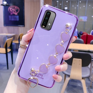 เคสโทรศัพท์มือถือ ซิลิโคนนิ่ม พร้อมสายรัดข้อมือ ลายหัวใจ สําหรับ Redmi Note10 Pro Note9 Pro Note8 Pro Note7 5