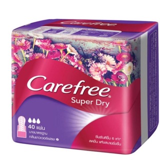 🔥4ห่อ🔥แคร์ฟรี ผ้าอนามัย ซุปเปอร์ดราย ชาวเวอร์เฟรช 40 ชื้น x 4 Carefree Panty Liner Super Dry Shower Fresh