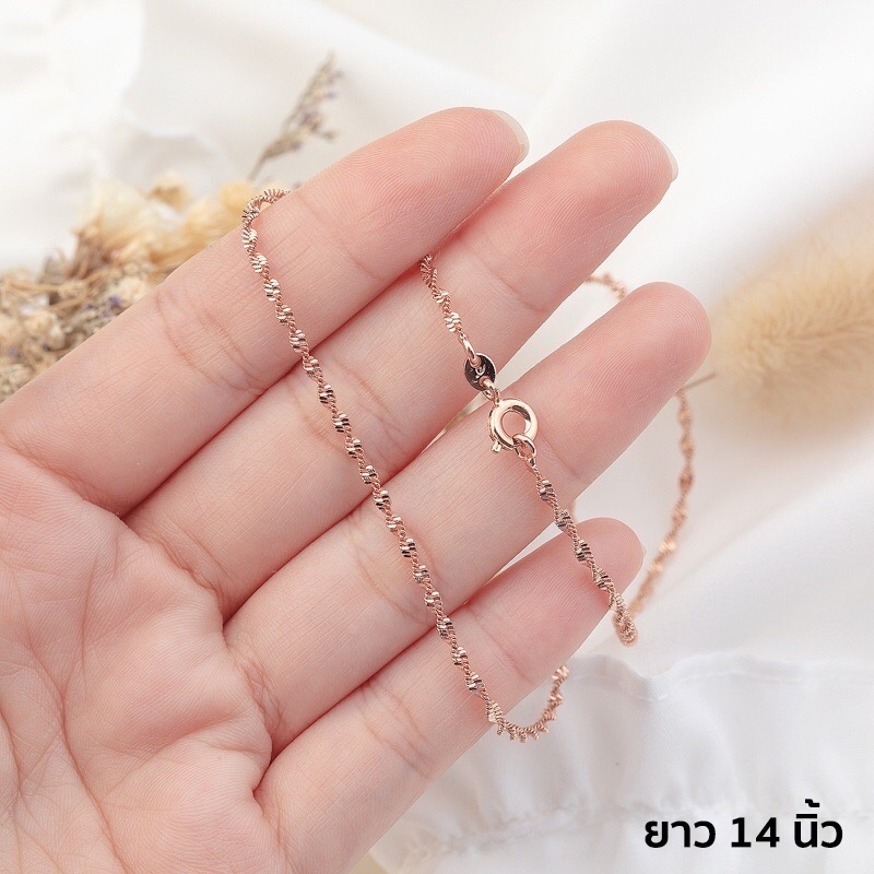 สร้อยคออิตาลี18k สร้อยคอ18k สีโรสโกลด์ ใส่อาบน้ำได้ทุกวัน สร้อยคอสีทอง18k