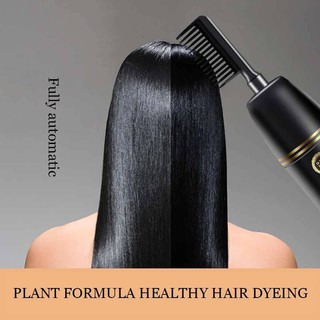 แปรงหวี ย้อมผม บำรุงผม เเปรงหวีย้อมปิดผมขาว สีดำ  (Black hair dyeing semi natural-008-J1