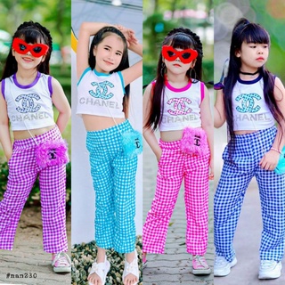 ✅พร้อมส่ง✅ Set แขกุด CC สก๊อต 3 ชิ้น เสื้อ+กางเกง+กระเป๋าสตางค์สะพายเสื้อผ้า​แฟชั่น​เด็ก​ผู้หญิง #nan