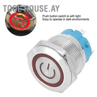 House.Ay 2 ชิ้น 22 มม. สวิทช์ปุ่มกดโลหะหัวแบน Momentary 4 Pin พร้อมไฟสัญลักษณ์ไฟ Ip65 12-24Vdc