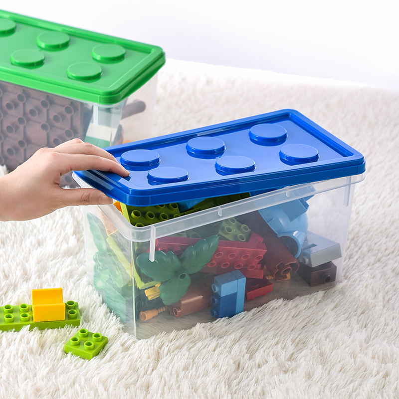 Set of Two Large and Small Lego Shaped Toy Storage Containers