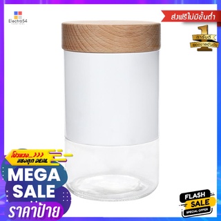 ขวดโหลแก้วฝาเกลียว KECH BEECH M 0.9 ลิตร สีขาวGLASS CANISTER WITH SCREW LID KECH BEECH M 0.9L WHITE