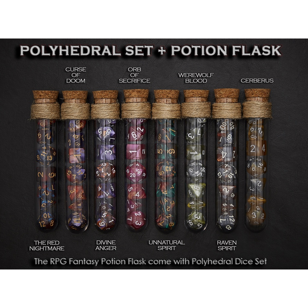 Potion Flask with Dice Set of 7 | ลูกเต๋า Dice For DnD D&D MTG RPG TRPG เกมกระดาน บอร์ดเกม Game ไพ่ทาโรต์ Magic เมจิก
