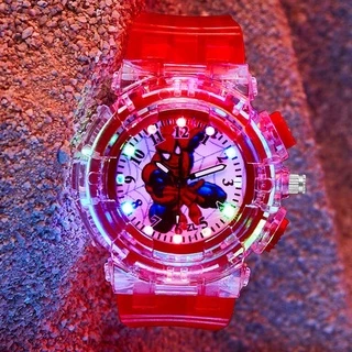 Marvel Spider-Man กัปตันอเมริกานาฬิกาเด็กพร้อมแสงแฟลชที่มีสีสันการ์ตูนเด็กนาฬิกาสําหรับชายหญิงนักเรียน Unisex