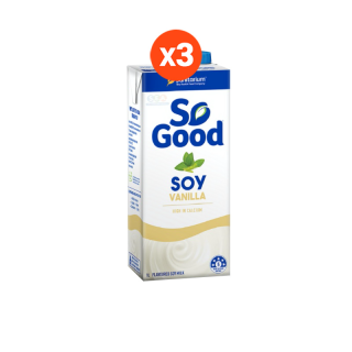 So Good นมถั่วเหลือง สูตรวานิลลา Soy Milk Vanilla 1 ลิตร (3 กล่อง)