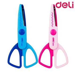 กรรไกร กรรไกรฟันปลา กรรไกรตกแต่ง กรรไกรซิกแซก สำหรับตัดกระดาษ Deli D60001 Scissors ขนาด 136mm คละสี 1 ชิ้น [S24]