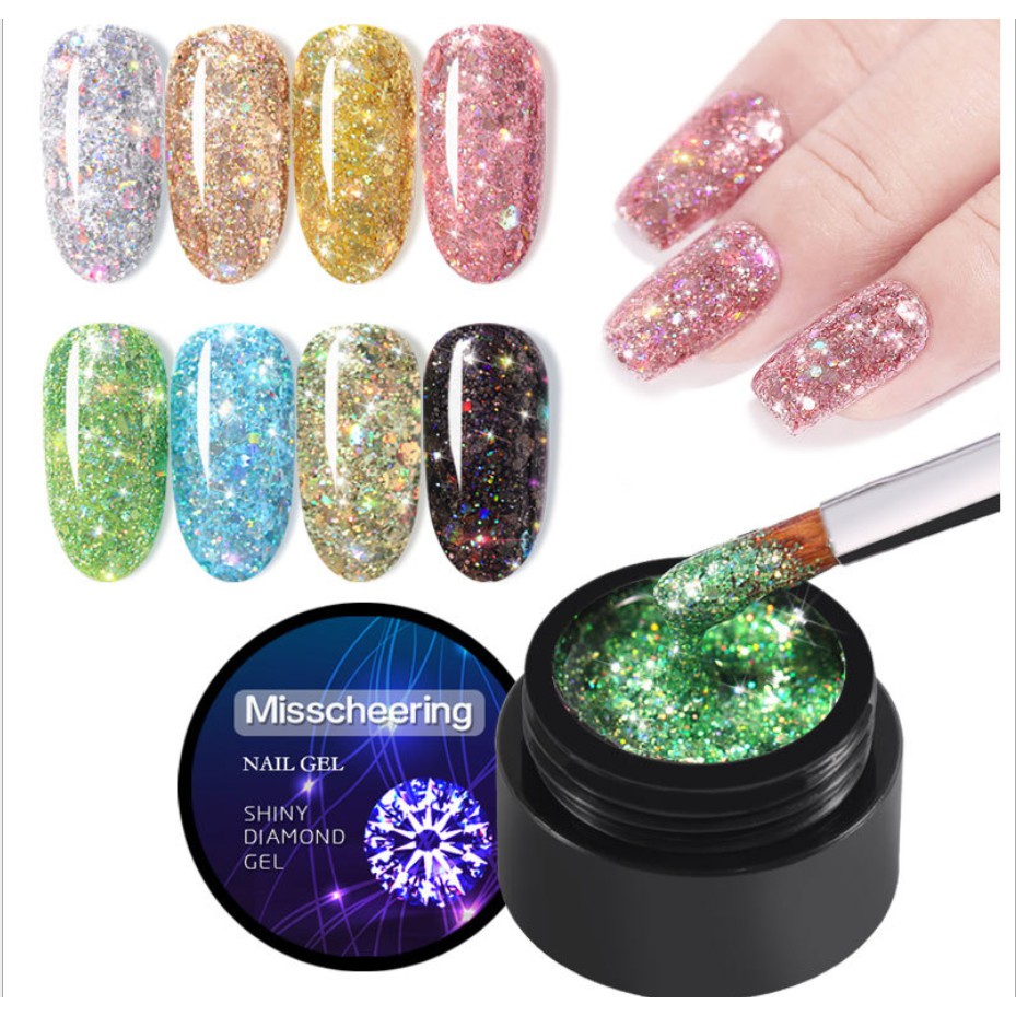 ✨สีกลิตเตอร์ ระยิบระยับ✨ สีเจล สีทาเล็บ AS 15ml. ZS 01-12
