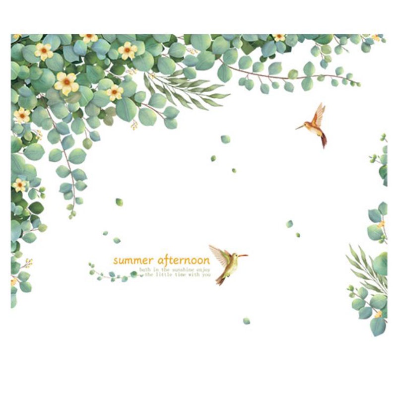 พืชสร้างสรรค์ห้องนั่งเล่นสติ๊กเกอร์ตกแต่งผนังพื้นหลังทีวีสติ๊กเกอร์ติดผนังห้องเช่าดัดแปลงสติ๊กเกอร์ต