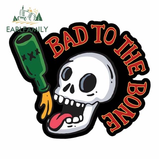 Earlfamily สติกเกอร์ลายการ์ตูน Skull Bad To The Bone กันน้ํา สําหรับติดตกแต่งกระจกรถยนต์ รถจักรยานยนต์ รถตู้ RV 13 ซม. x 10.9 ซม.