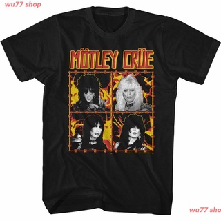 wu77 shop New ใหม่เสื้อยืดลําลองสําหรับผู้ชายแขนสั้นคอกลมพิมพ์ลาย Motley Crue - Fire And Wire - American Classics mens