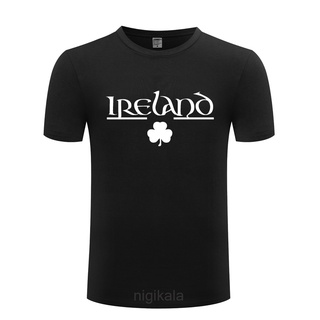 เสื้อยืดลําลอง ผ้าฝ้าย แขนสั้น คอกลม ลาย Ireland Irish Clover สําหรับผู้ชายS-5XL