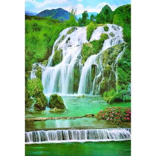 โปสเตอร์ รูปถ่าย น้ำตก วิว ธรรมชาติ ภาพมงคล เสริมฮวงจุ้ย Landscapes Nature POSTER 23”x34” Inch Waterfalls Mountain V6