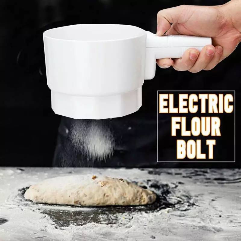 เครื่องร่อนแป้งอัตโนมัติ Electric Flour Bolt สีขาว ใส่ถ่านไซค์C