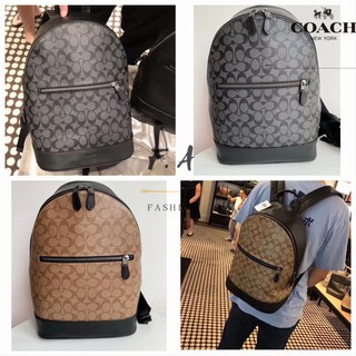 F.A ว่าแท้100% COACH 78756 ของแท้จากอเมริกากระเป๋าเป้สะพายหลังผู้ชาย PVC + หนัง / เป้หลังเที่ยว  กระเป๋าเป้