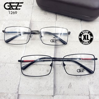 กรอบแว่นตา GEZE รุ่น 1269-C1 สีดำ แถบแดง น้ำหนักเบา ใส่สบาย Vintage มีบริการตัดแว่นสายตาราคาถูก