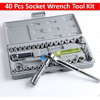 40 PCS COMBINATION SOCKET WRENCH SET บล็อคชุด 40 ตัว ชูดน๊อต 1/4นิ้ว 6 เหลี่ยม ครบทุกเบอร์ เหมาะสำหรับพกติดรถ ติดบ้าน