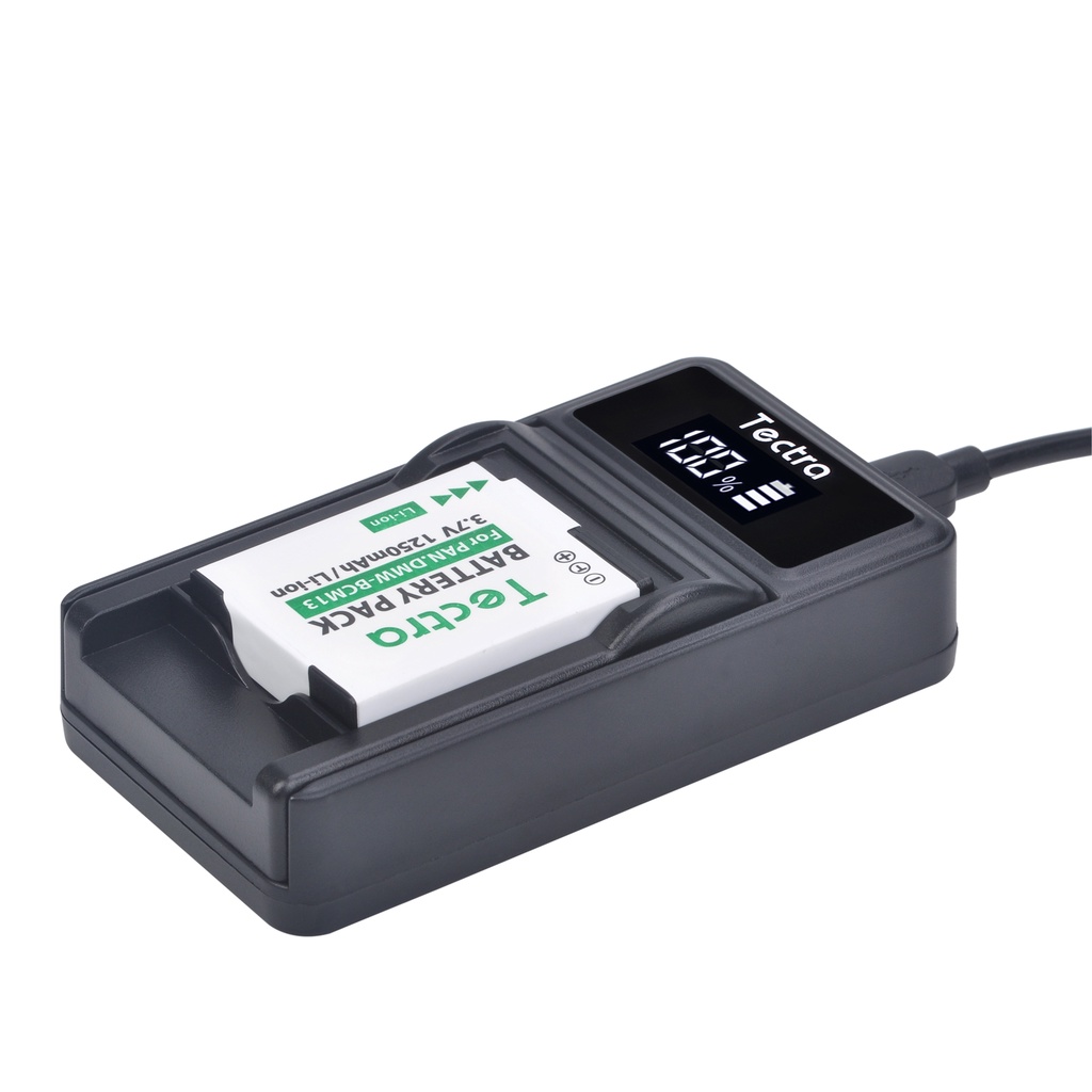 DMW-BCM13 DMW BCM13E BCM13PP Battery + LED  Charger for Panasonic Lumix DC-TS7, DMC-FT5, DMC-LZ40, D