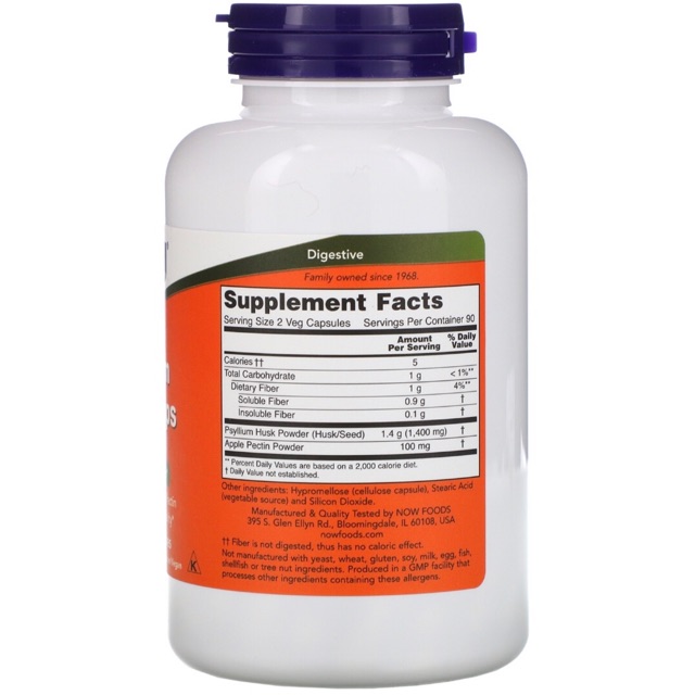 ✅พร้อมส่ง ใยอาหาร🥬พร้อมส่ง Now Foods, Psyllium Husk Caps, 700 mg, 180 Capsules