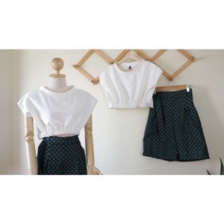 jumppy crop top &amp;​Base shorts in Tartan