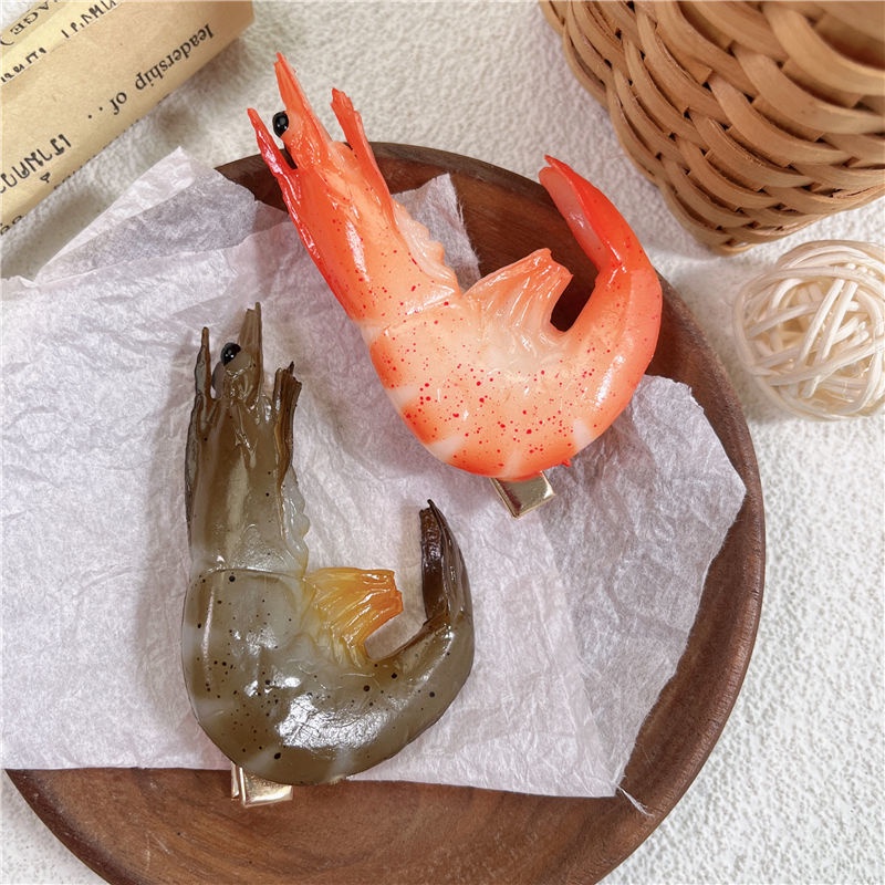 กิ๊บติดผม รูปกุ้งจําลอง คุณภาพสูง เข้ากับทุกการแต่งกาย สําหรับนักเรียน