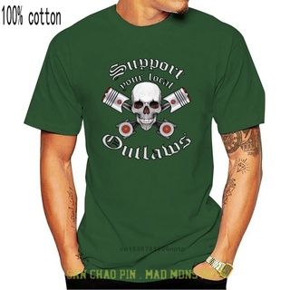 เสื้อยืดผ้าฝ้ายพิมพ์ลายคลาสสิก เสื้อยืดลําลอง แขนสั้น พิมพ์ลาย Outlaws MC สําหรับผู้ชาย และผู้หญิง