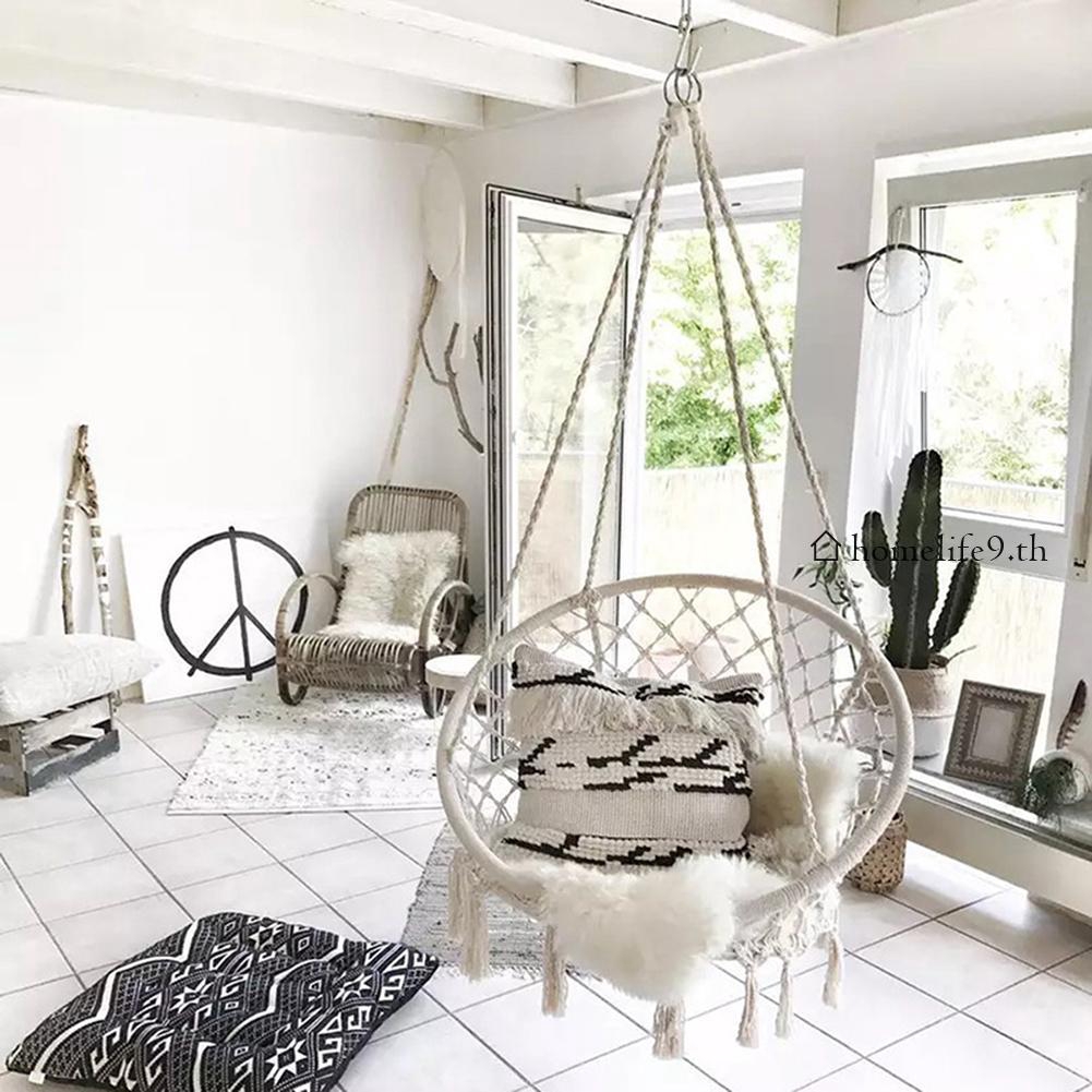 Homelifesafe Beige Hanging Hammock Chair Swing Rope Outdoor Indoor Bar Garden Seat Shopee Thailand