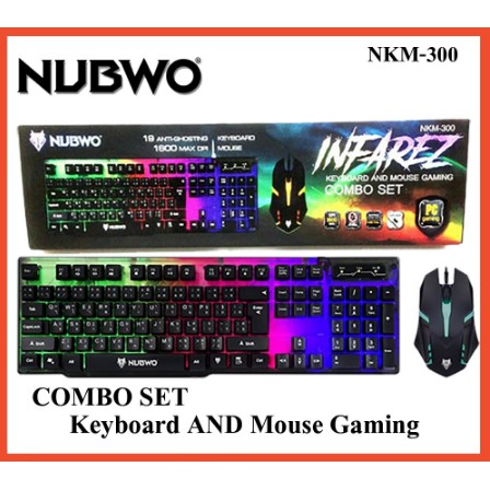 NUBWO คีย์บอร์ด+เมาส์ รุ่น NKM-300 มีไฟ LED