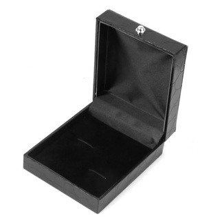 กล่องคัฟลิงค์หนังสีดำ-Black Leather Cufflinks Box